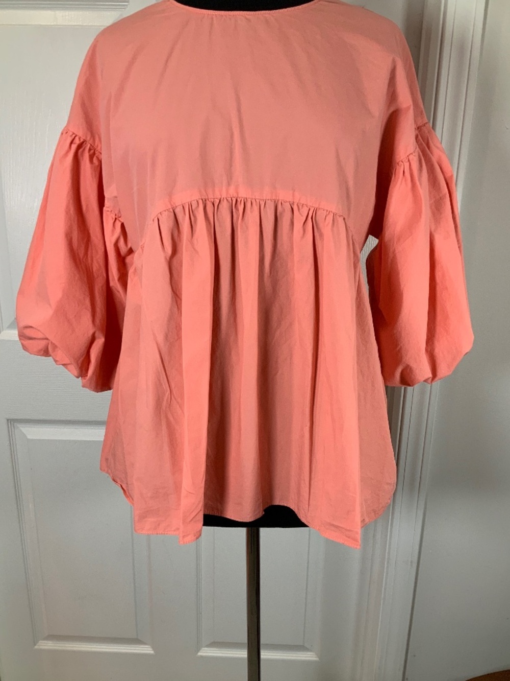 Pomander Place by Tuckernuck Peach Cotton Babydoll Puff Sleeve Top Size XS - Picture 4 of 11